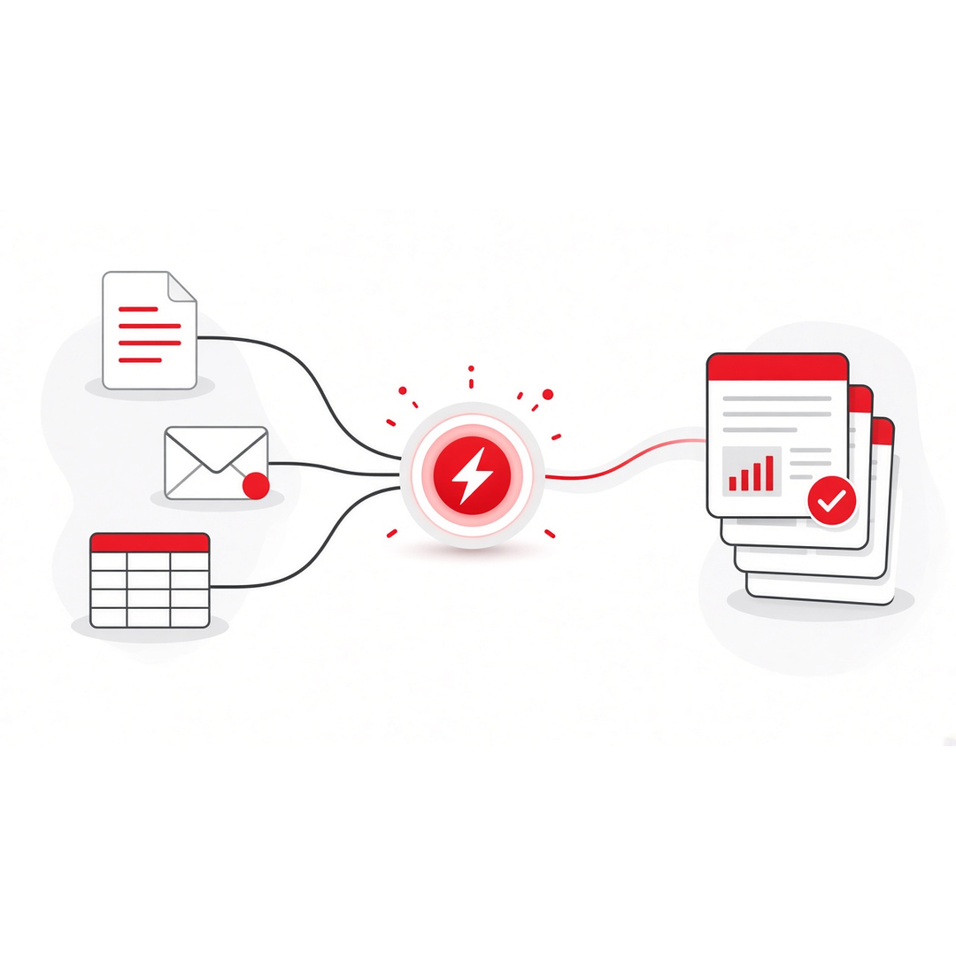 Documents, emails and spreadsheets processed by an AI back-office assistant